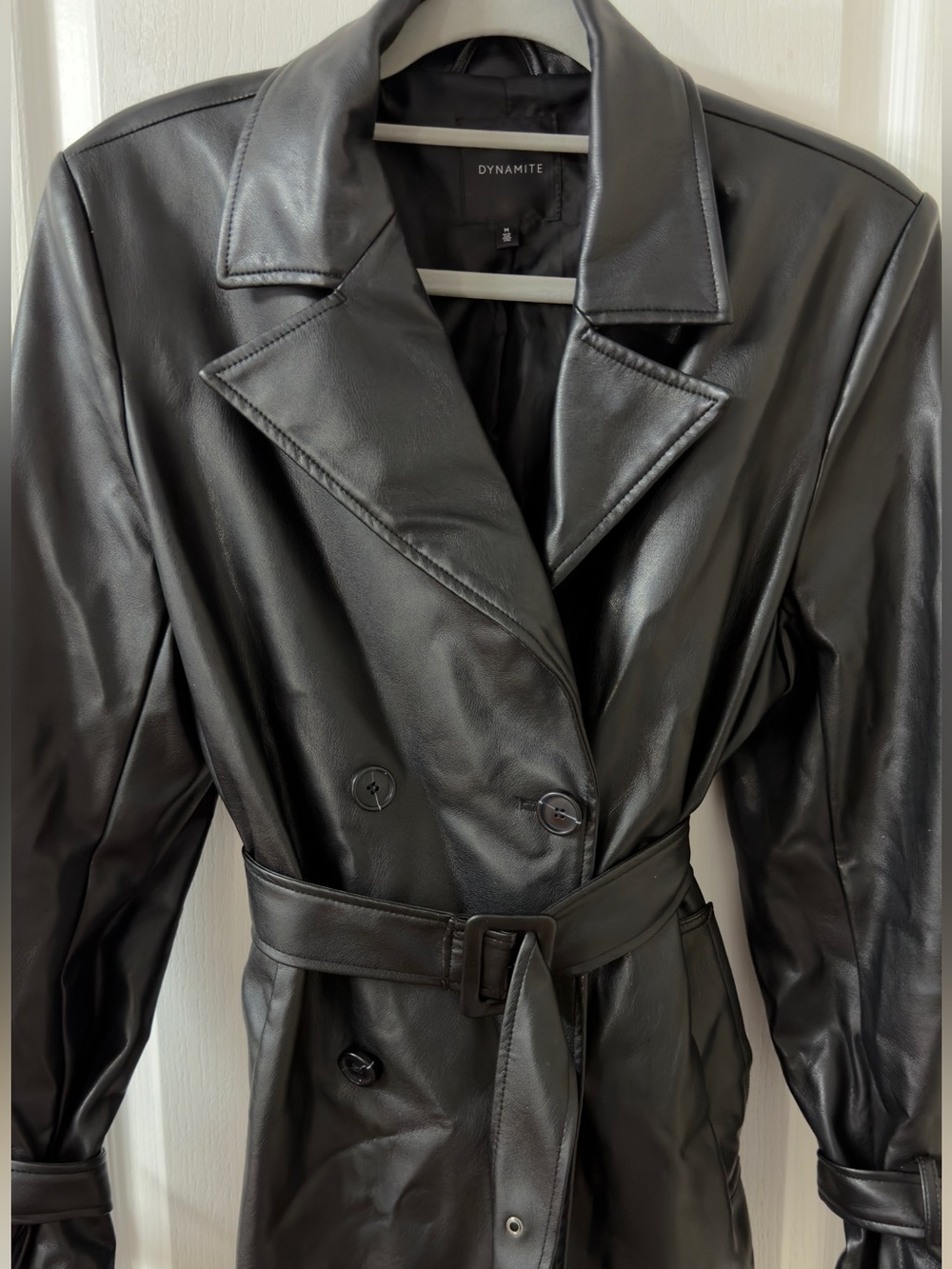 Dynamite Black Faux Leather Trench Coat